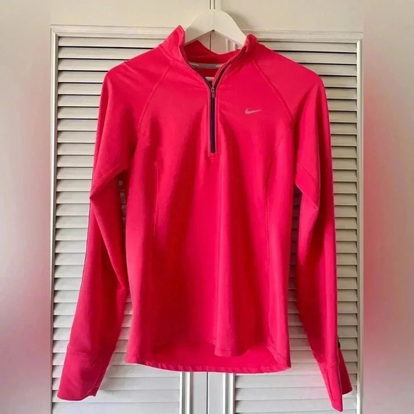 Nike Women's Dri-Fit Running 1/4 Zip Pullover Pink & Navy SZ S - Picture 1 of 6